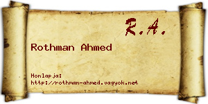 Rothman Ahmed névjegykártya